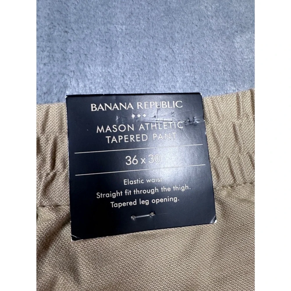 Banana Republic Mason Athletic Tapered Pants Mens 36x30 Khaki Tan Elastic Waist